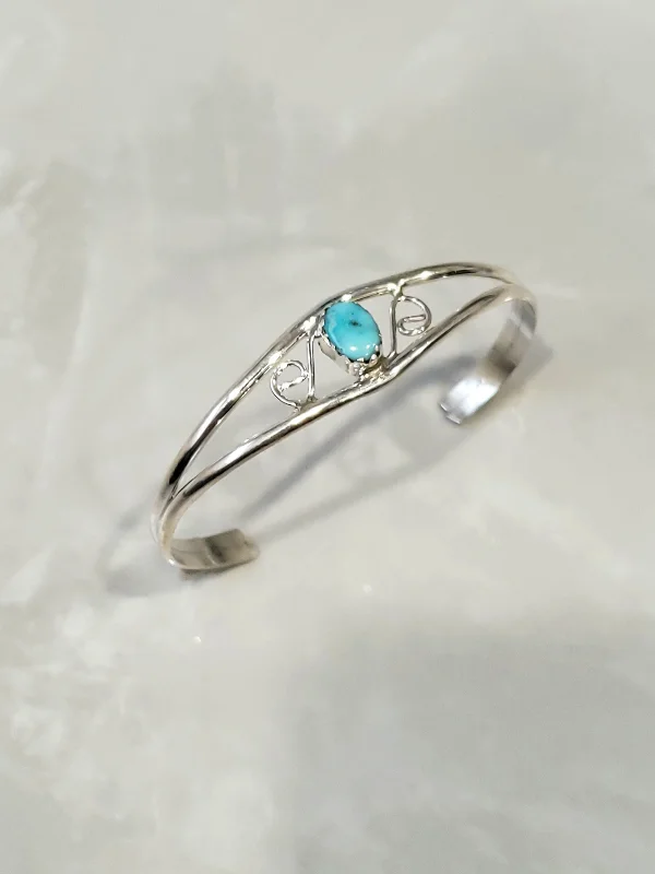 affordable bangle bracelets -Sterling Silver Turquoise Stone Baby Cuff Bracelet