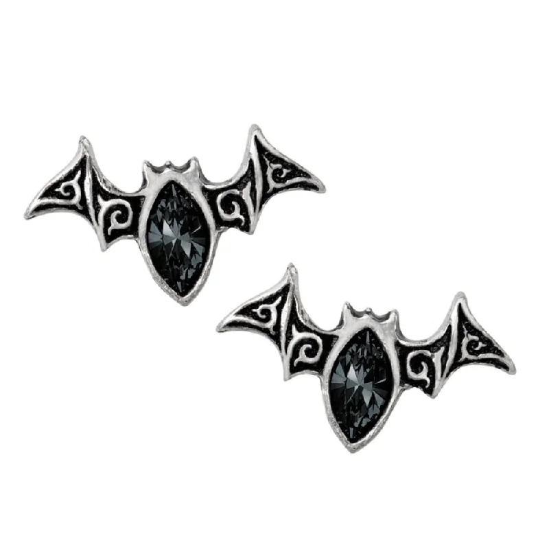 personalized jewelry earrings -Viennese Nights Crystal Bat Stud Earrings by Alchemy Gothic