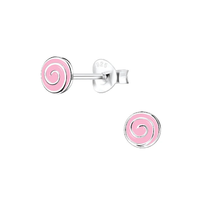 elegant ear accessories -Children's Sterling Silver 'Pink Sweetie Swirl' Stud Earrings