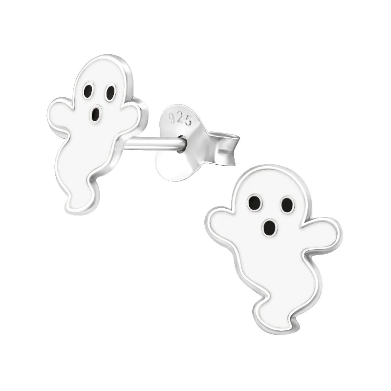 stylish chandelier earrings -Children's Sterling Silver Halloween 'Not-So-Spooky Ghost' Stud Earrings