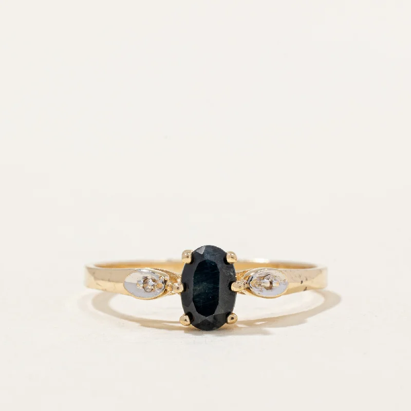 dainty gold rings -Sapphire & Diamond Ring | 0.40ct, 0.01ctw | SZ 6.5 |