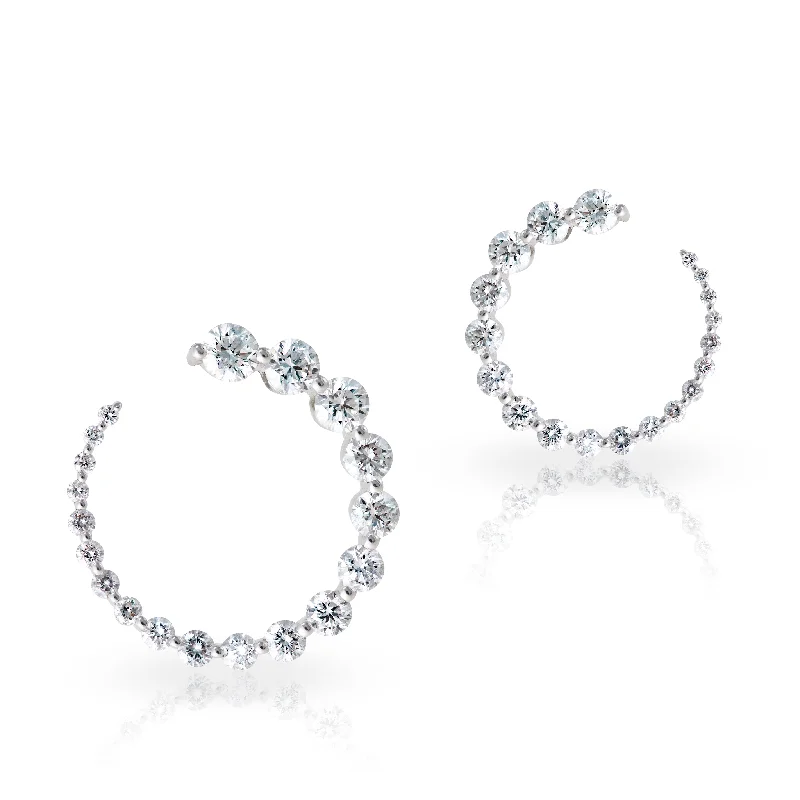 fashion crystal stud earrings -Diamond Hoop Earings 2.09 Carat Weight