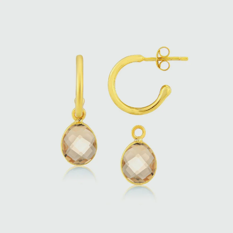 elegant ear accessories -Manhattan Gold & Citrine Interchangeable Gemstone Earrings