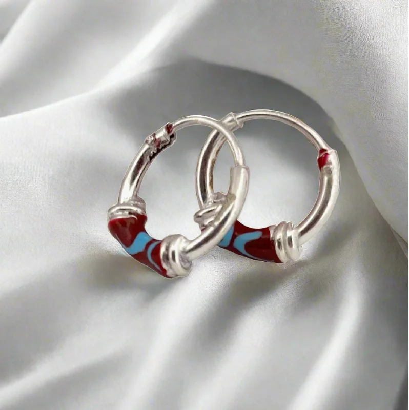 diamond earrings for women -Red Hoop Earrings For Women & Girls