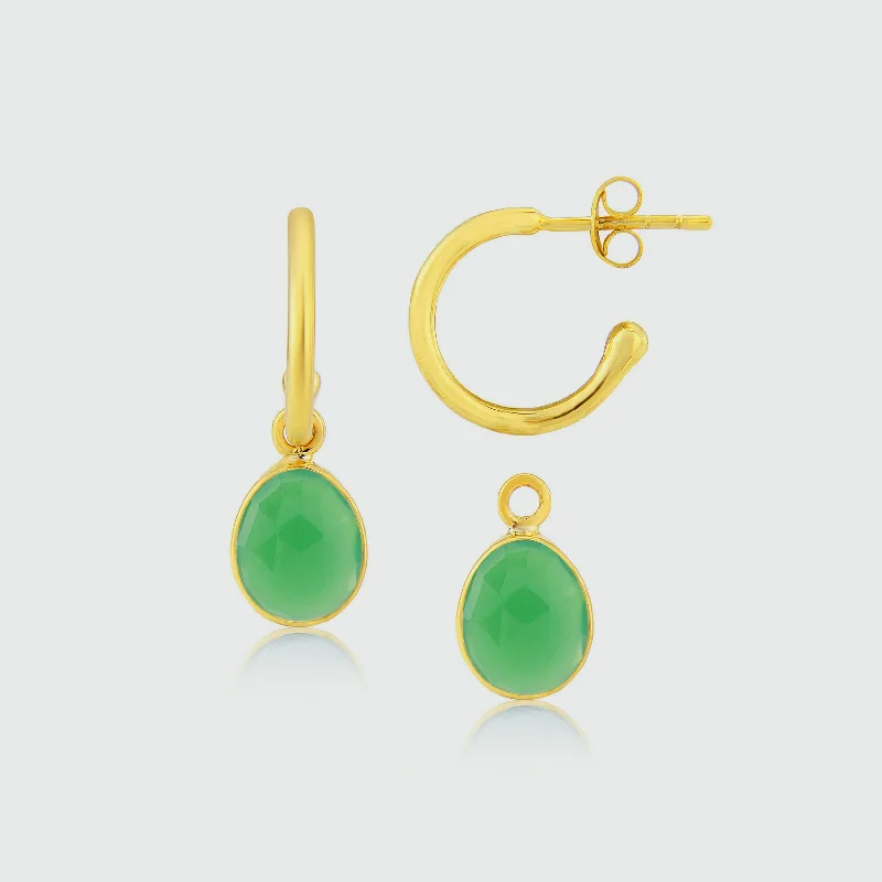 sparkling earrings for women -Manhattan Gold & Chrysoprase Interchangeable Gemstone Earrings