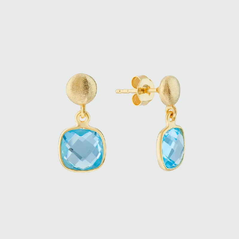 fashionable earrings for casual wear -Iseo Blue Topaz and Gold Vermeil Earrings