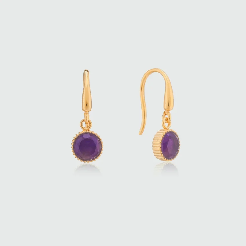 large statement earrings -Barcelona February Amethyst Birthstone Hook Earrings