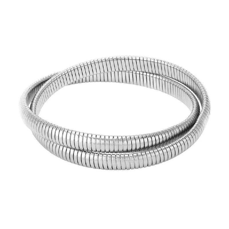 fashion bangles and bracelets -Small Double Cobra Bracelet in Rhodium