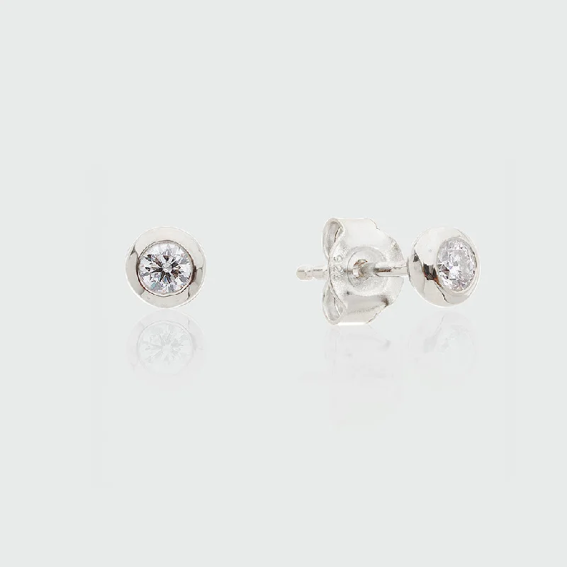 hoop earrings for women -Hampton Sterling Silver & Cubic Zirconia Stud Earrings