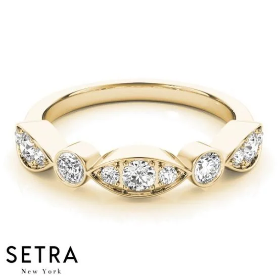 timeless engagement rings -14K YELLOW GOLD WITH ILLUSION OF MARQUISE & ROUND SETTING DIAMOND BAND