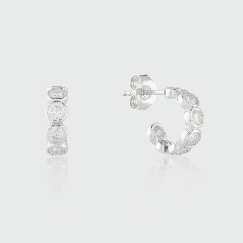 luxury hoop earrings -Ortigia Mini Moissanite & Silver Hoop Earrings