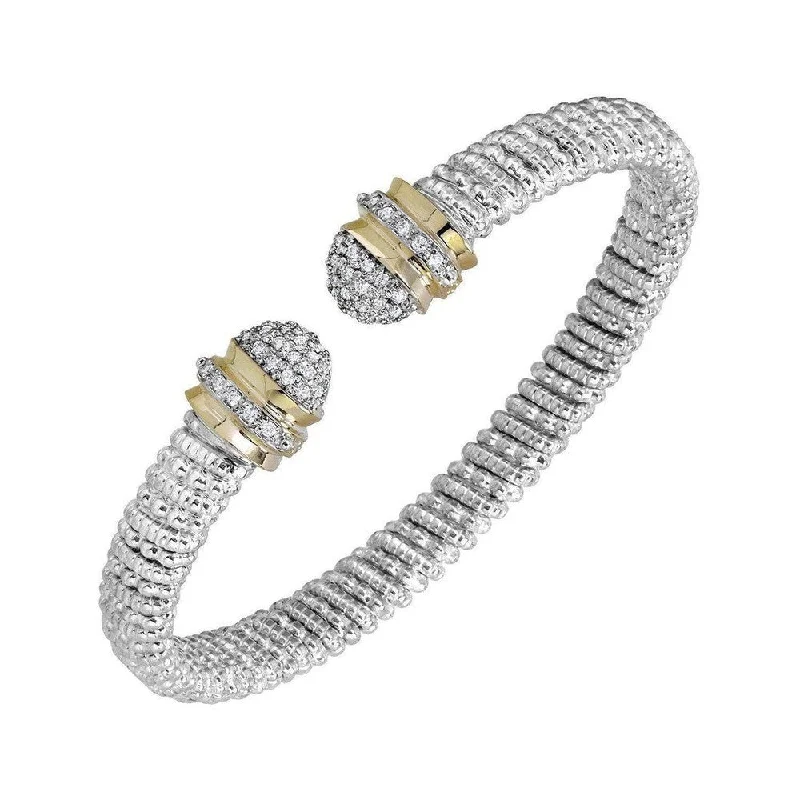 women’s adjustable cuff bracelets -Open Bracelet  Gold and Diamond Tips