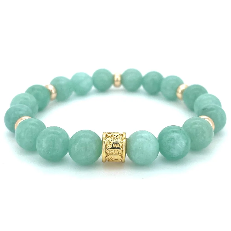 women’s braided bracelets -JADE & GOLD BEADED BRACELET - HALCYON COLLECTION