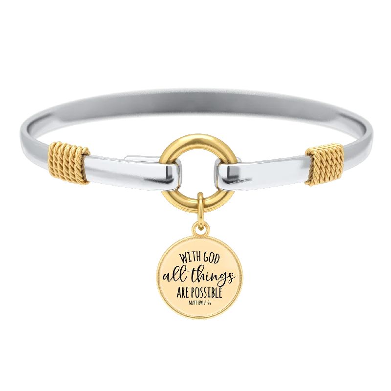 luxury diamond bangles -With God All Things Are Possible - Two-Tone Bracelet