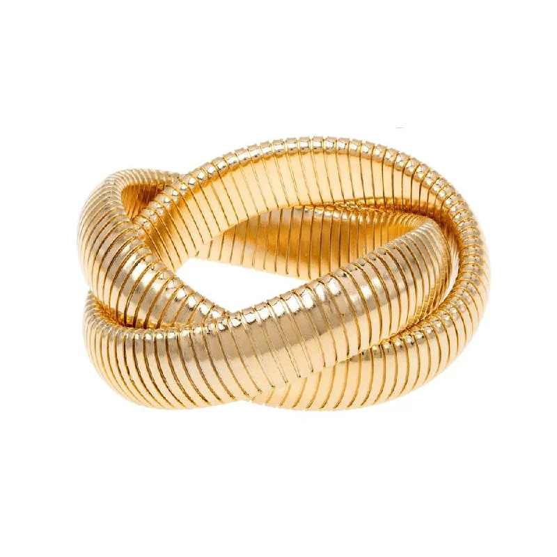 custom design bangles -Large Double Cobra Bracelet in Gold