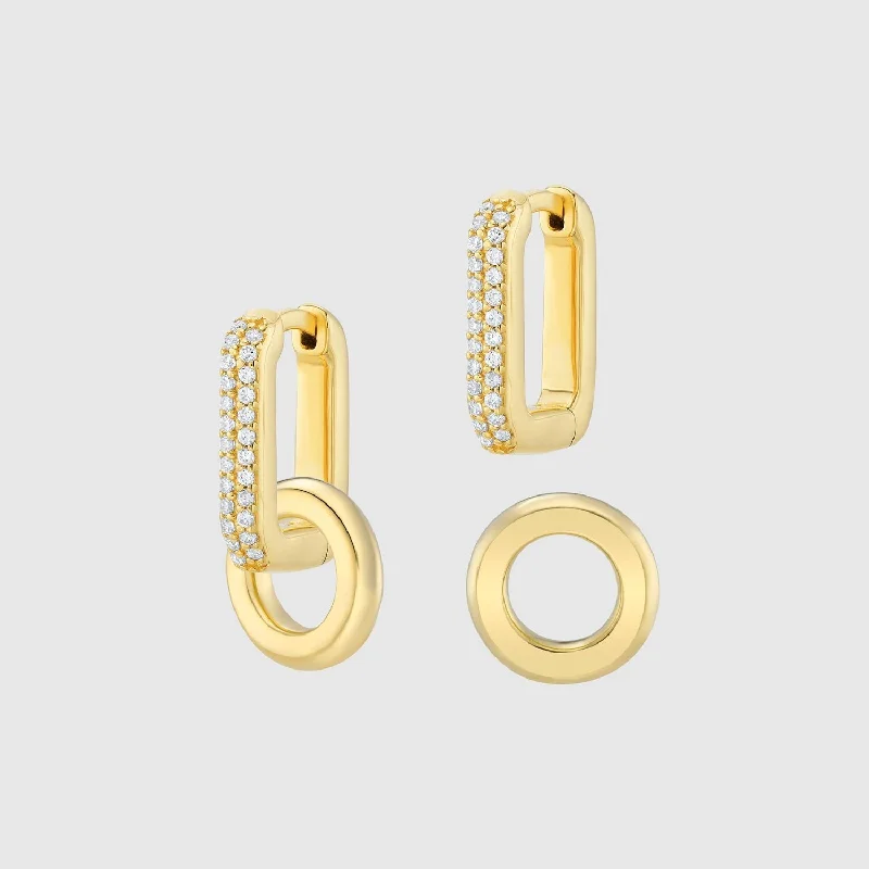 sterling silver earrings -Auree x @theeditbutton Gold CZ Interchangeable Hoop & Gold Circle Drop Earrings