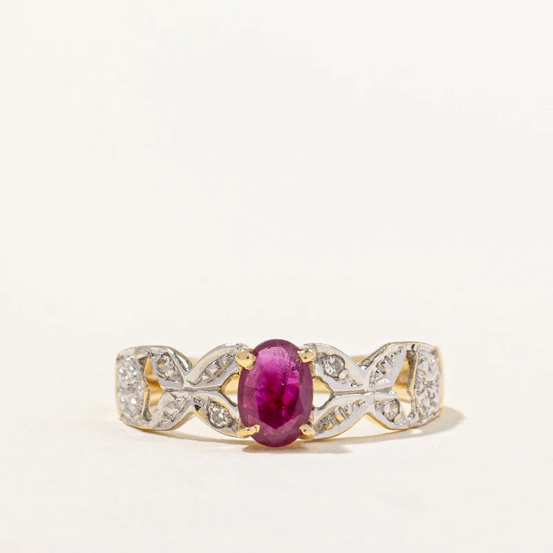 stylish rings for women -Ruby & Diamond Ring | 0.60ct, 0.04ctw | SZ 6.75 |