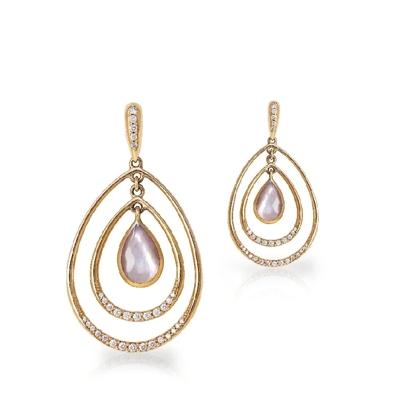 elegant hoop earrings -Rose Gold & Pink Mother of Pearl Triple Tear Drop Earrings