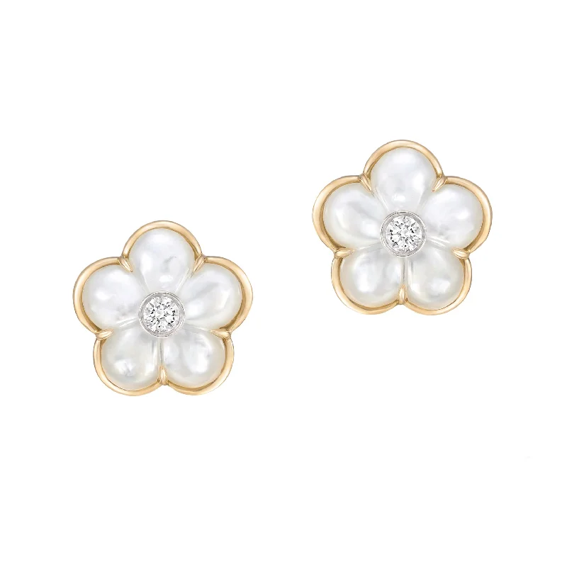 luxurious diamond earrings -White Mother-of-Pearl Fiore Stud Earrings