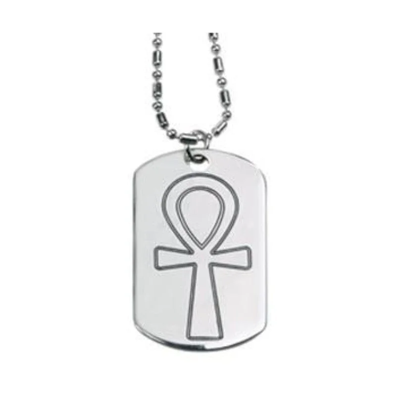 chic flower necklaces for women -Ankh Dog Tag Necklace