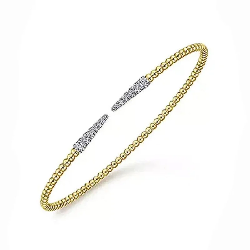 dainty bracelets for women -14K Yellow Gold Bujukan Bead Cuff Bracelet with Diamond Pave Spikes