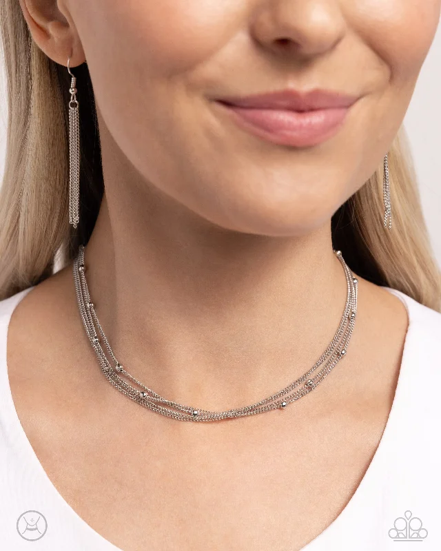 beautiful chain necklaces for women -Satellite Strands - Silver Choker