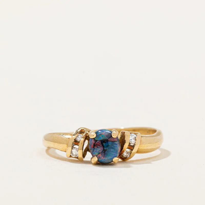 bridal rings sets -Mosaic Opal & Diamond Ring | 0.10ct, 0.04ctw | SZ 6.75 |