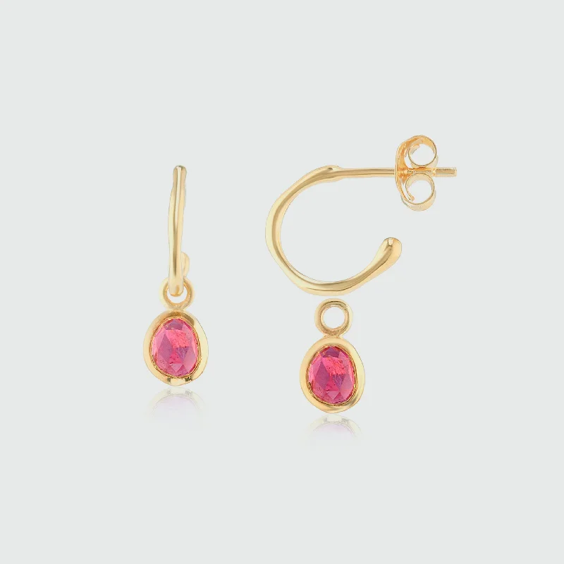 chic drop earrings -Hampton Ruby & Gold Vermeil Interchangeable Gemstone Earrings