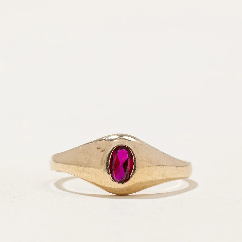 modern rings for women -Flush Set Ruby Ring | 0.13ct | SZ 3.75 |