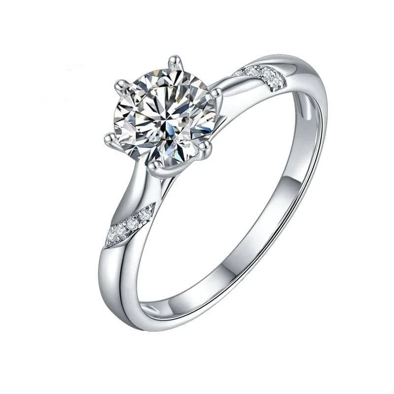 elegant gold engagement rings -Classic 6 Prong 1ct Round Cut Diamond Anniversary Ring