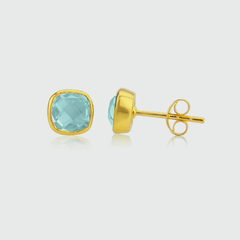 hoop earrings for women -Brooklyn Blue Topaz & Gold Vermeil Stud Earrings