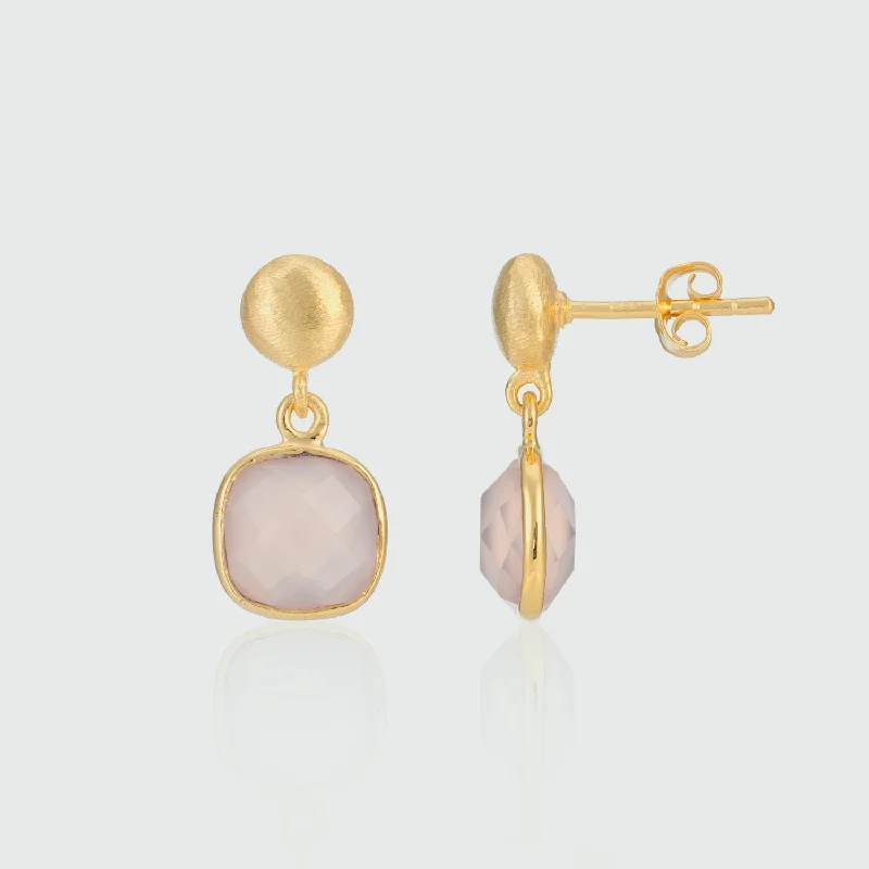 elegant diamond earrings -Iseo Pink Chalcedony & Gold Vermeil Earrings