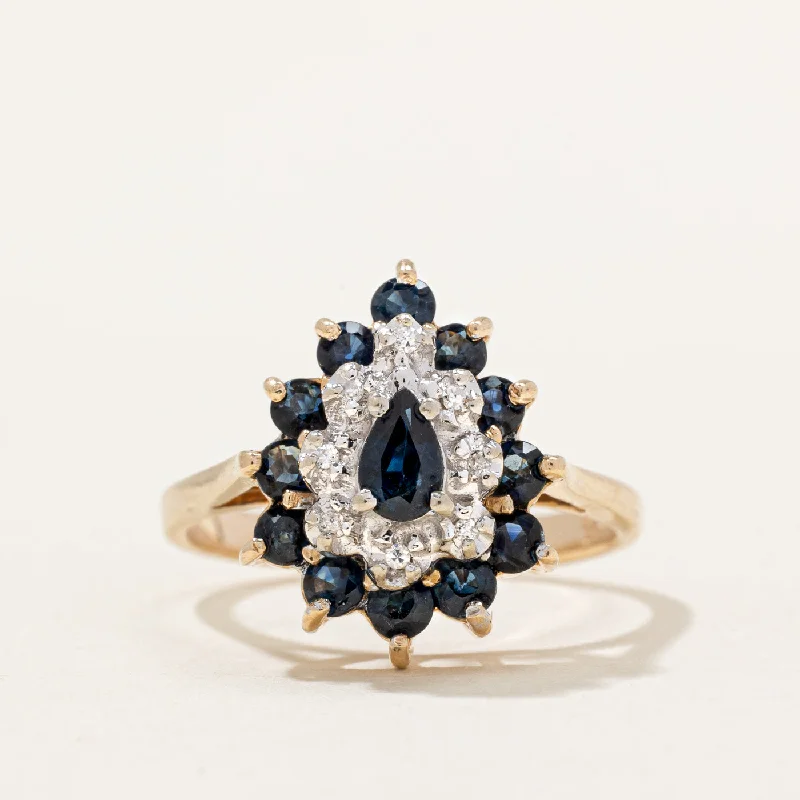 fashion rings for women -Sapphire & Diamond Pear Shaped Ring | 0.75ctw, 0.04ctw | SZ 6.25 |