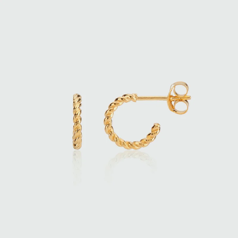 silver earrings for women -Alhambra Micro Twisted Gold Vermeil Hoop Earrings