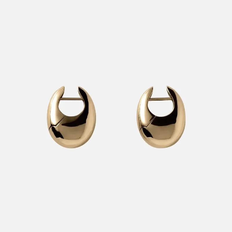 large stud earrings -Sloping Hinge Hoop Earrings, Gold Plated, Large