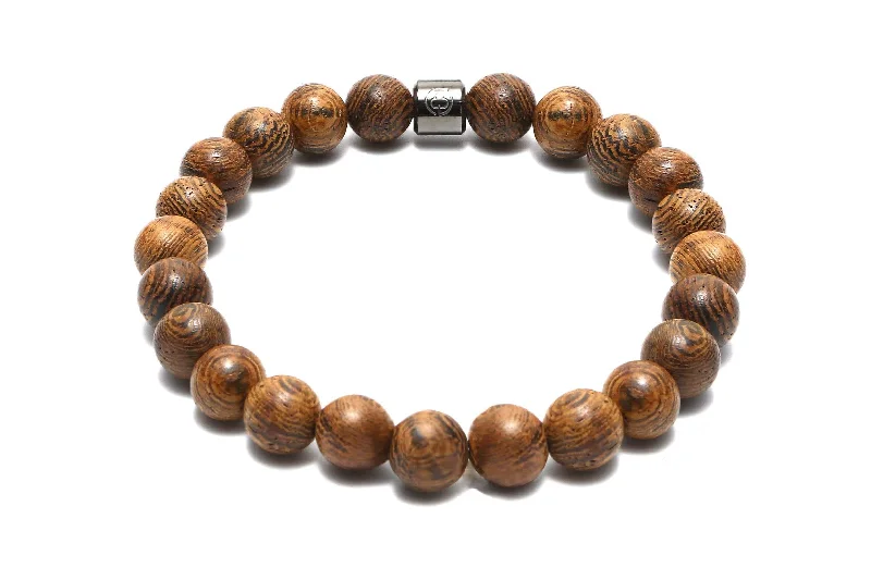 sleek cuff bracelets for women -Oak Wood Bead Bracelet