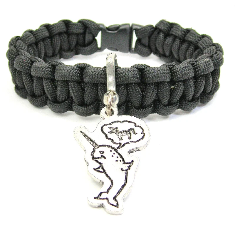 modern women’s bangles -Believe In Yourself, Narwhal Believes It's A Unicorn 550 Military Spec Paracord Bracelet