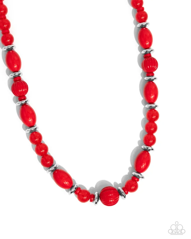 long strand necklaces -Confidence Cache - Red