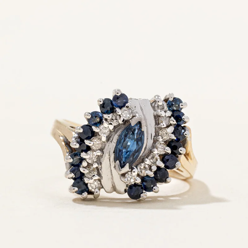 custom engraved rings -Sapphire & Diamond Cocktail Ring | 0.75ctw, 0.18ctw | SZ 6 |