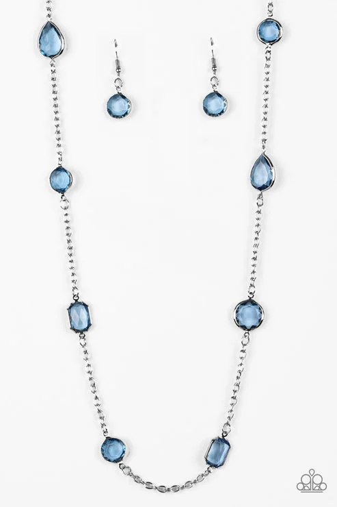 layered necklaces for women -Glassy Glamorous Blue Necklace