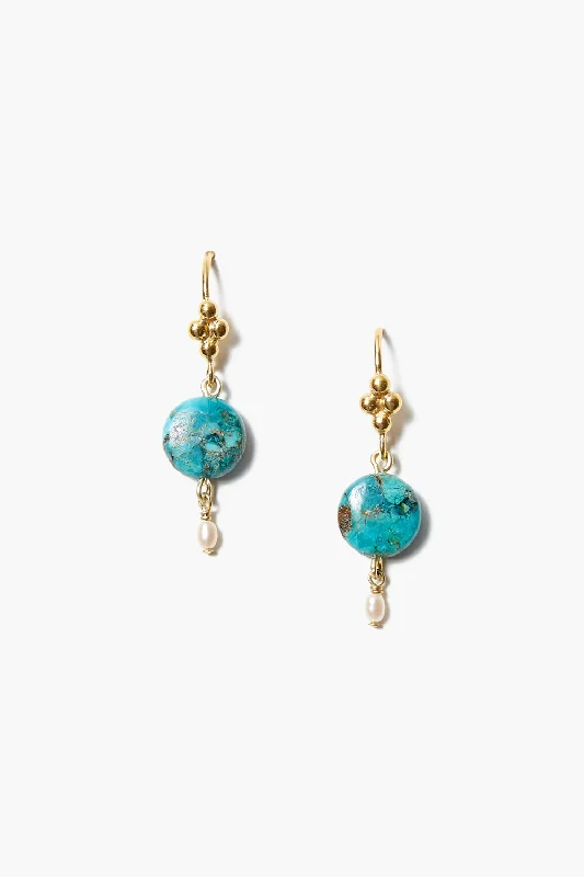 large statement earrings -Turquoise and Pearl Drop Earrings