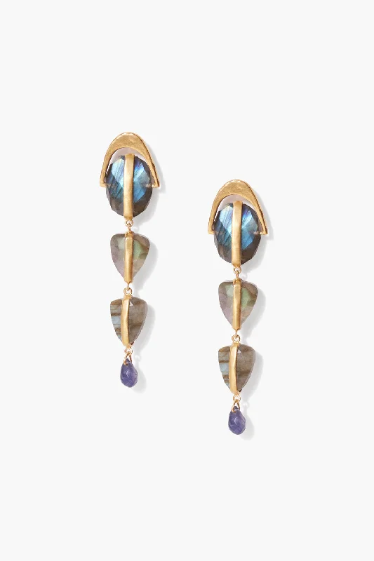 luxury statement earrings -Labradorite Mix Rise Earrings