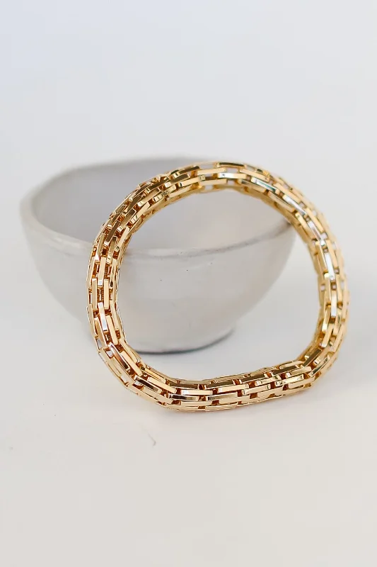 affordable bangle bracelets -FINAL SALE - Allison Gold Link Bracelet