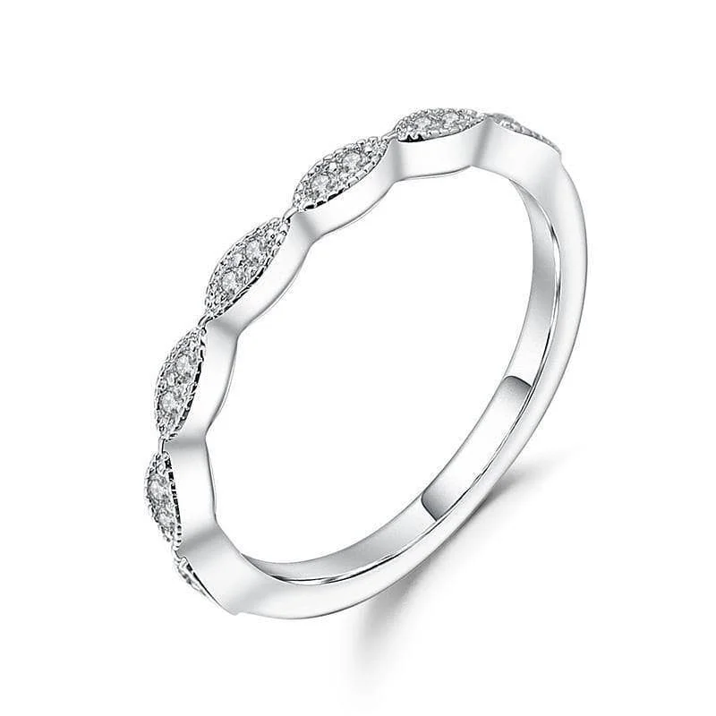 eco-friendly engagement rings -Round Scalloped Diamond Stackable Ring Band