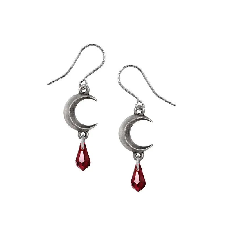 fashion-forward earrings -Tears of the Moon Earrings in Red Crystal by Alchemy Gothic