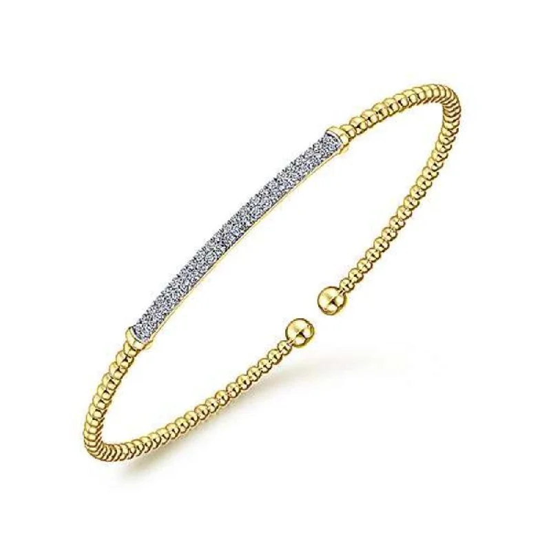 bracelet sets for women -Bujukan Pave Diamond Bar Bracelet Yellow Gold