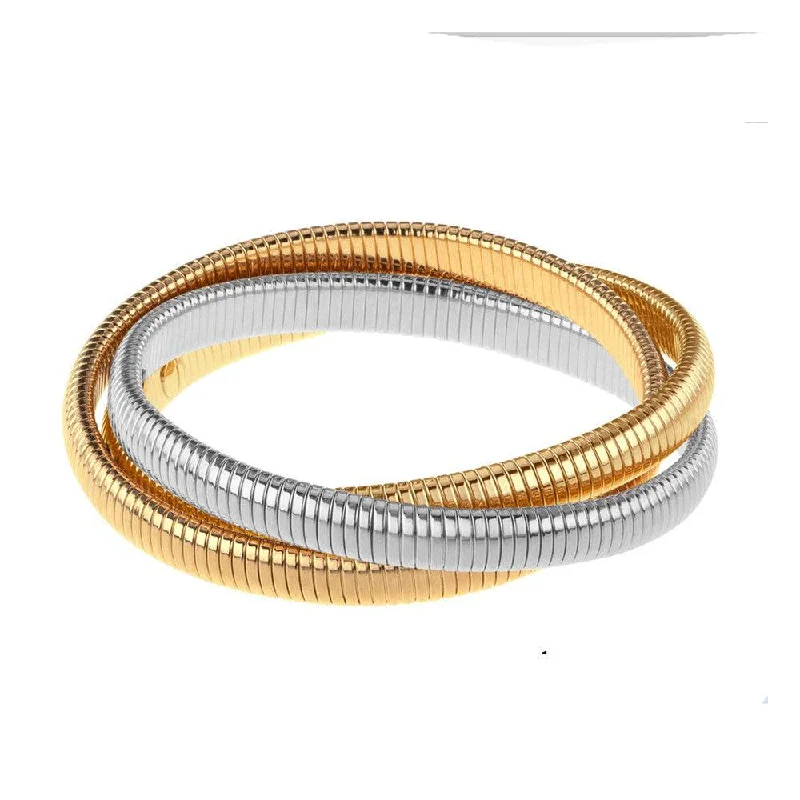 minimalistic bracelets for women -Small Triple Cobra Bracelet in Gold and Rhodium