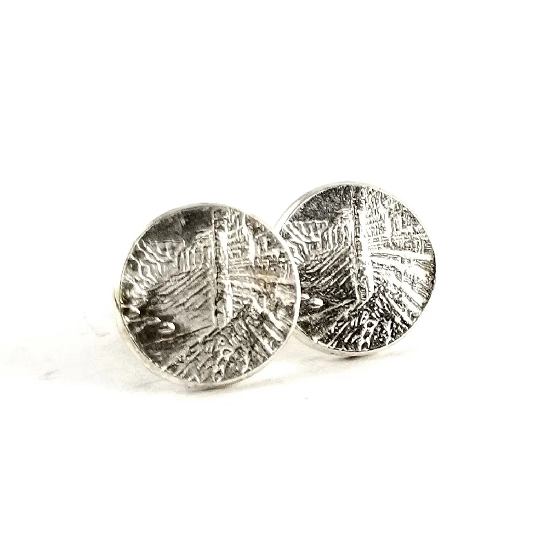 stylish silver stud earrings -Silver Grand Canyon National Park Quarter Punch Out Stud Earrings