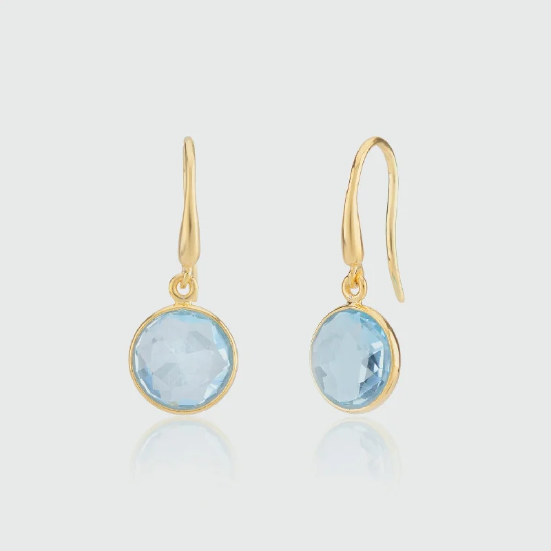 silver hoop earrings -Antibes Blue Topaz & Gold Vermeil Earrings