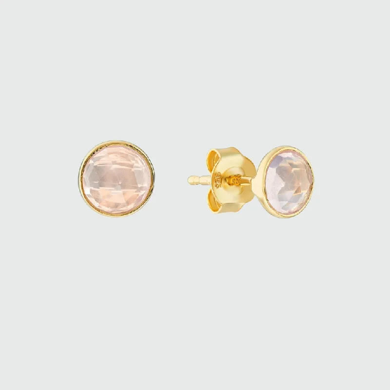 fashion-forward earrings -Savanne Gold Vermeil & Pink Chalcedony Stud Earrings